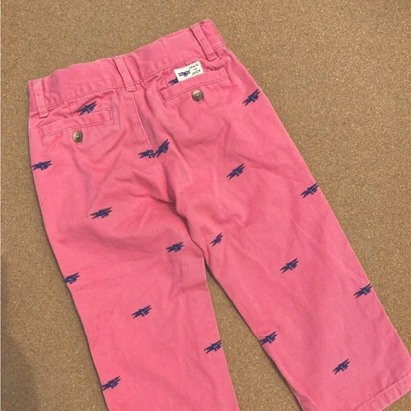 Janie and Jack Coral / Pink Dress Pants with Embroidered Bi-planes.  Size 2T - Picture 2 of 4